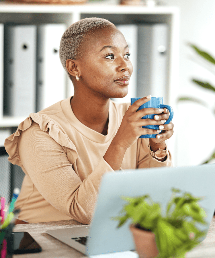 Person reflecting during a supportive online counseling session