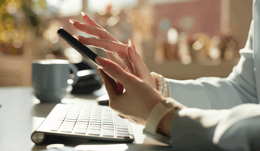 person scrolling on phone