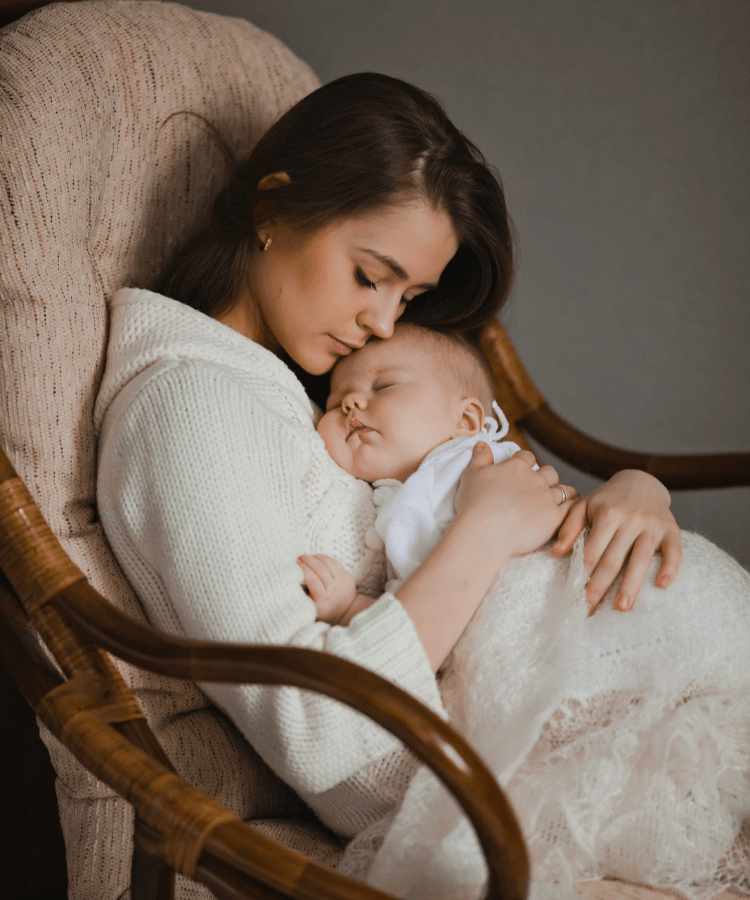 Parent connecting during an online postpartum therapy session